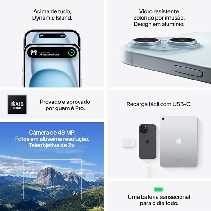Imagem adicional de Apple iPhone 15 (128 GB) — Azul